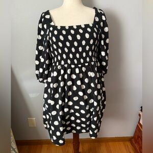 Ava & Viv Black and White Polka Dot Long Sleeve Dress